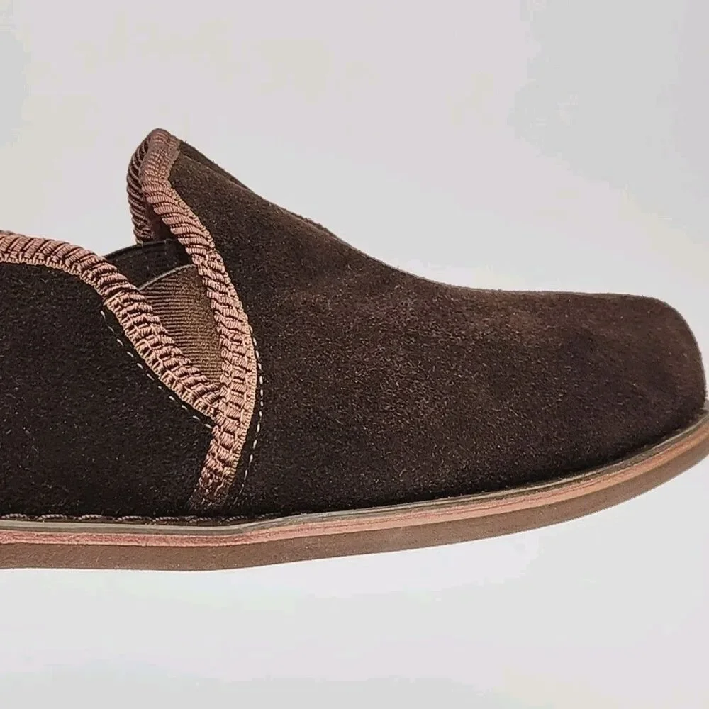 Sioux Mox Slippers Brown Suede Men Sz 11 Blak Red Check Fleece Line Flat Slip-On